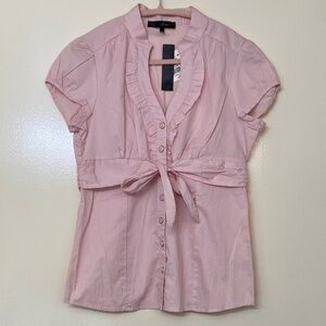 Heart Soul Light Pink Tie-Front Blouse